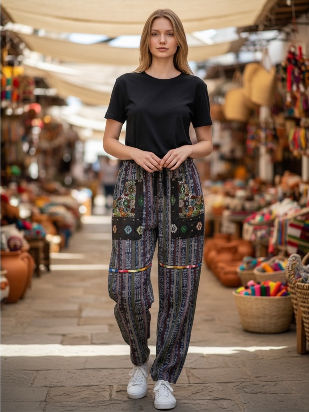 Bohemian Printed Joggers - Black Multi